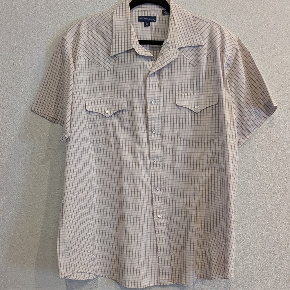 Panhandle Slim Western Style Short Sleeve Snap Closure Shirt XL